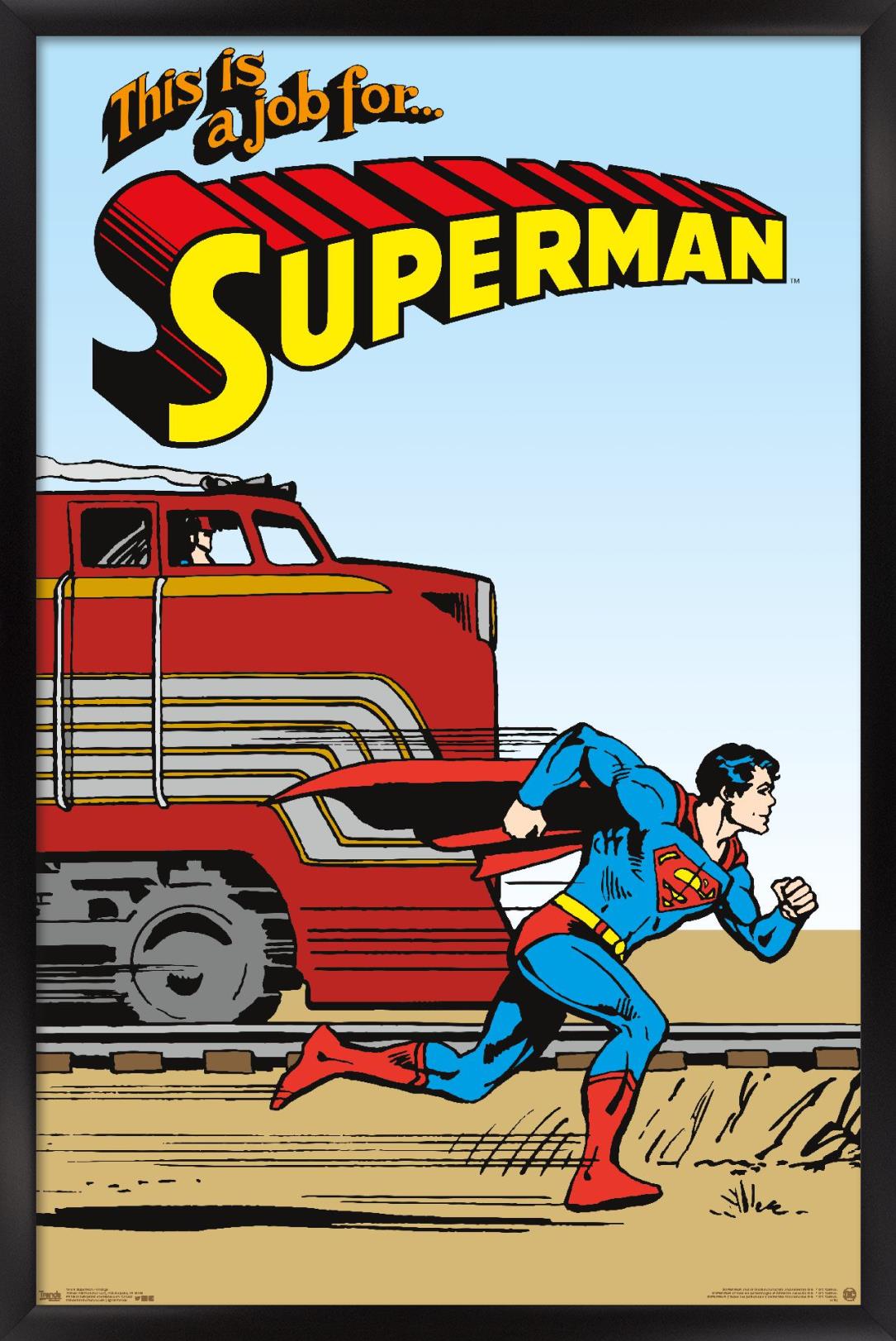 DC Comics - Superman - Vintage Wall Poster, 22.375" x 34", Framed