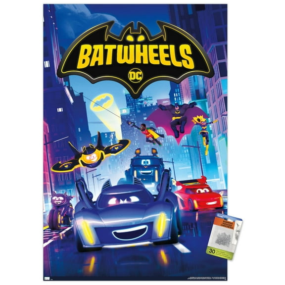 DC Comics TV Batwheels - Key Art Wall Poster with Pushpins, 22.375" x 34"