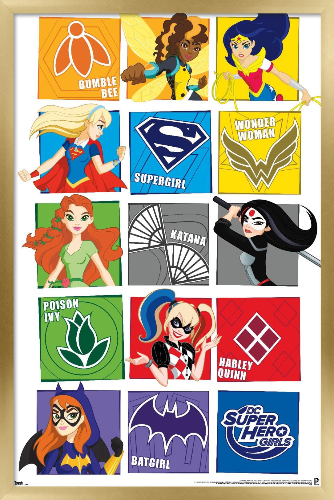 DC Comics TV - DC Superhero Girls - Grid Wall Poster, 14.725" x 22.375", Framed