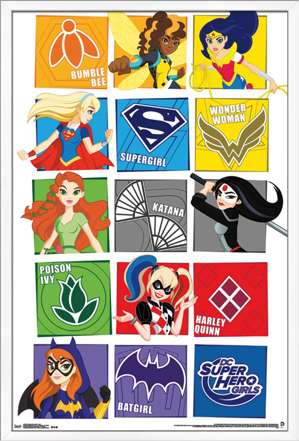 DC Comics TV - DC Superhero Girls - Grid Wall Poster, 22.375" x 34", Framed