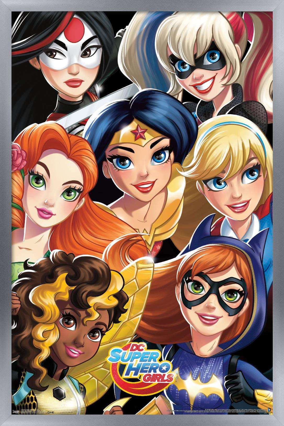 DC Comics TV - DC Superhero Girls - Group Wall Poster, 14.725" x 22.375", Framed