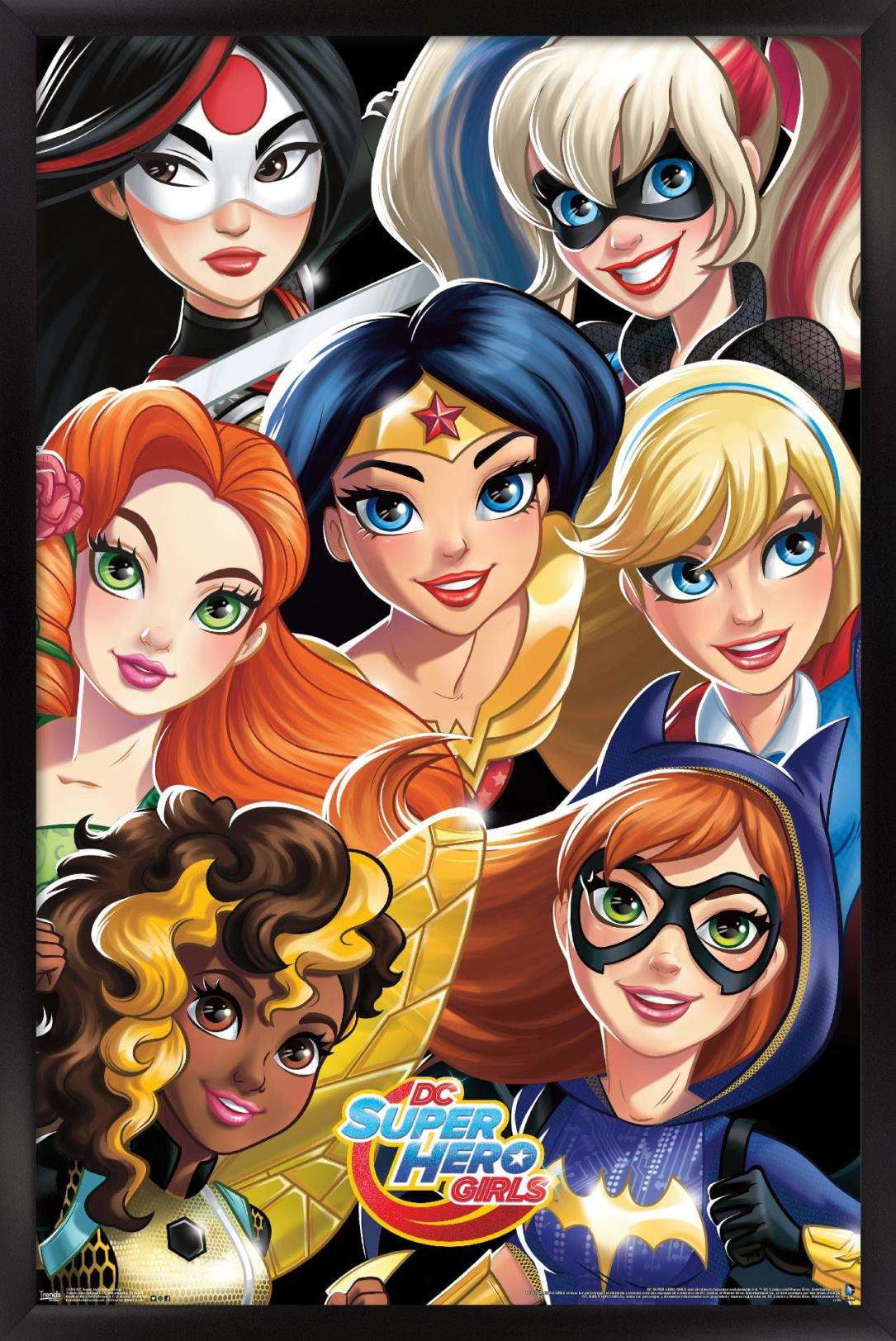 DC Comics TV - DC Superhero Girls - Group Wall Poster, 14.725" x 22.375", Framed