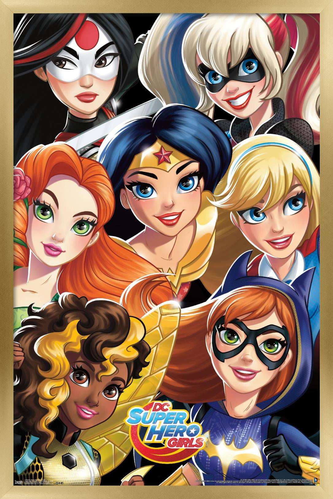 DC Comics TV - DC Superhero Girls - Group Wall Poster, 14.725" x 22.375", Framed