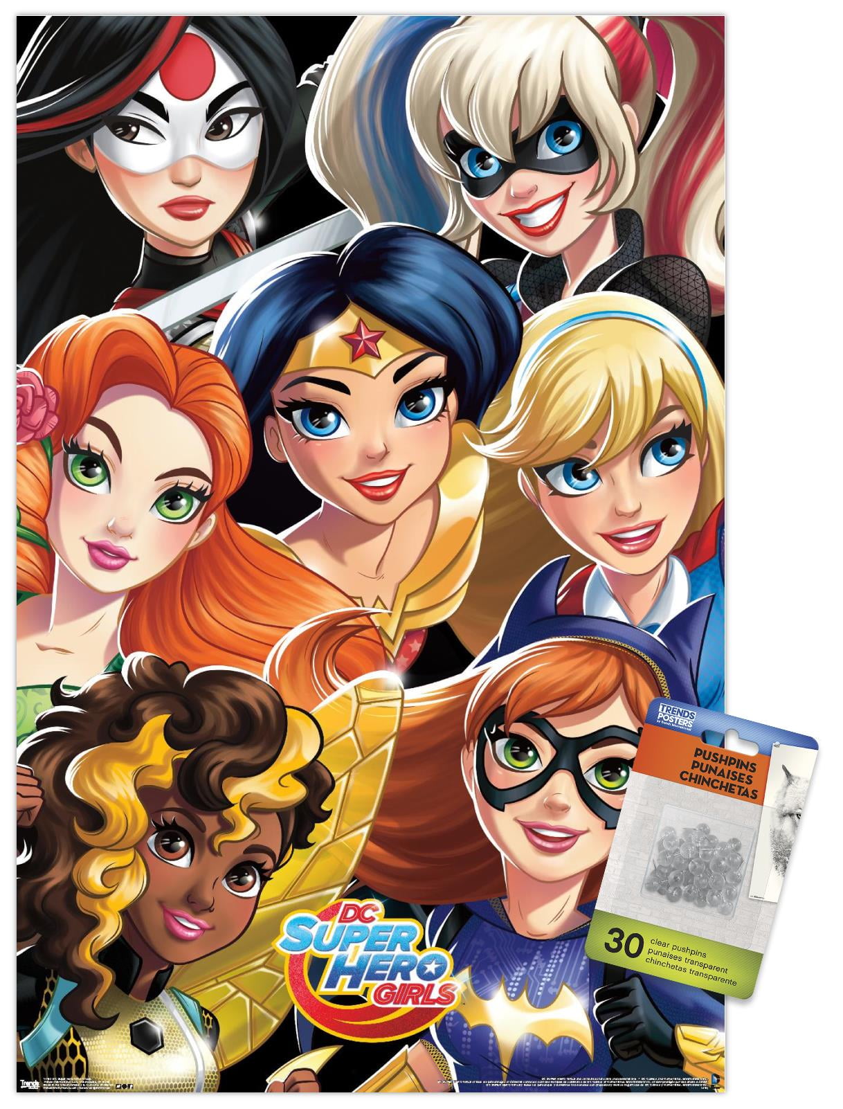 DC Comics TV - DC Superhero Girls - Group Wall Poster with Push Pins, 14.725" x 22.375"