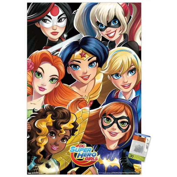 DC Comics TV - DC Superhero Girls - Group Wall Poster with Push Pins, 22.375" x 34"