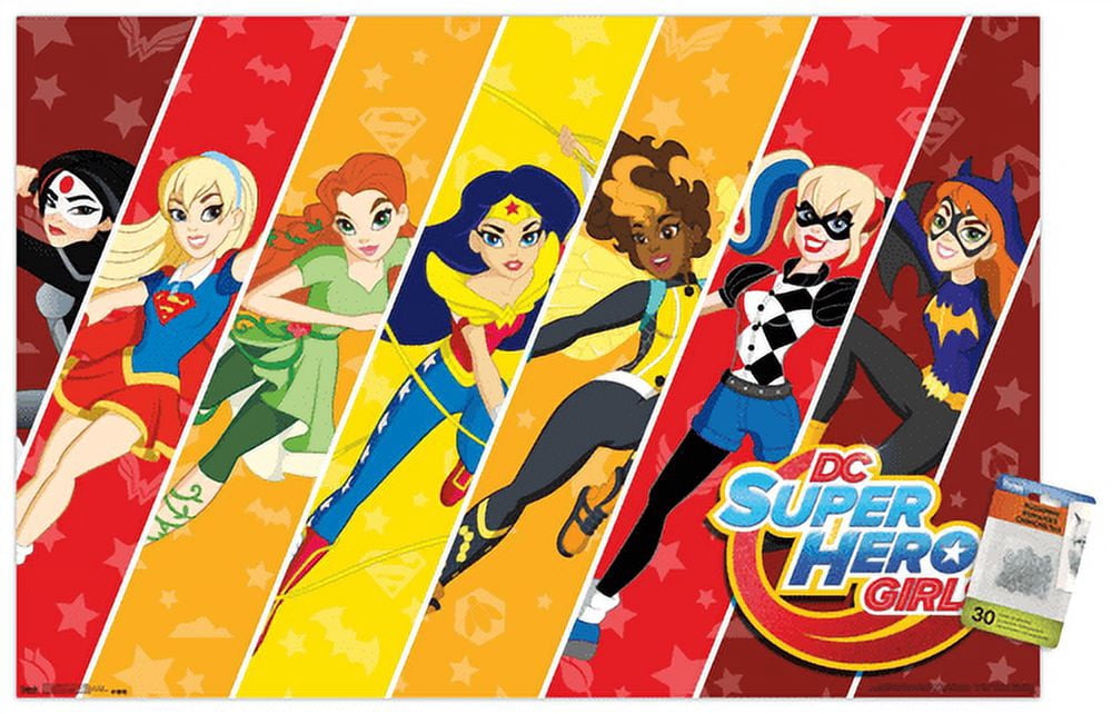 DC Comics TV - DC Superhero Girls - League Wall Poster with Push Pins, 22.375" x 34"