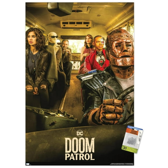 DC Comics TV Doom Patrol - Bus One Sheet Wall Poster with Pushpins, 22.375" x 34"