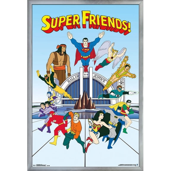 DC Comics TV - Super Friends - Team Wall Poster, 22.375" x 34", Framed