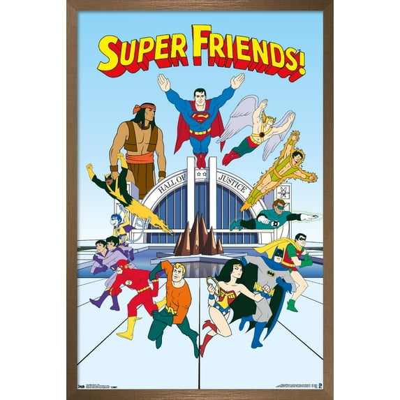 DC Comics TV - Super Friends - Team Wall Poster, 22.375" x 34", Framed