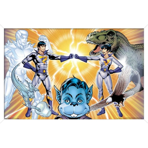 DC Comics TV - Super Friends - Wonder Twins Wall Poster, 14.725" x 22.375", Framed