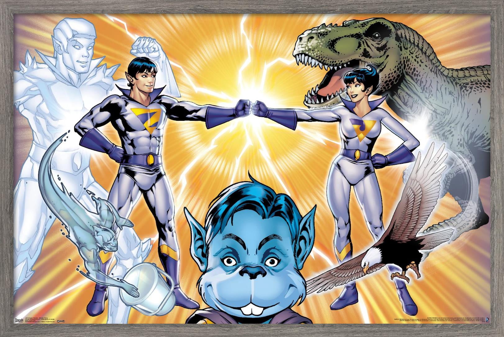 DC Comics TV - Super Friends - Wonder Twins Wall Poster, 14.725" x 22.375", Framed