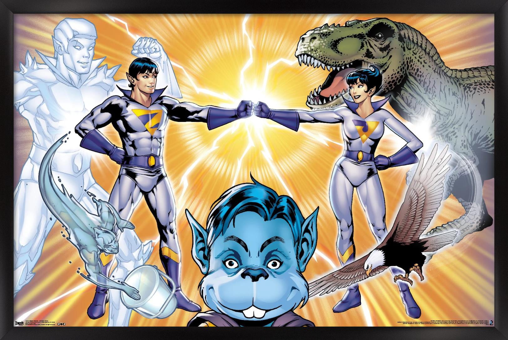 DC Comics TV - Super Friends - Wonder Twins Wall Poster, 14.725" x 22.375", Framed