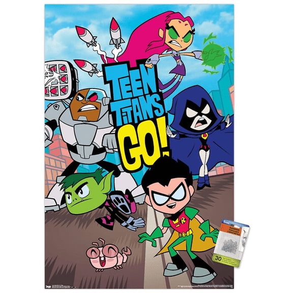 DC Comics TV - Teen Titans Go! - Group Wall Poster with Push Pins, 22.375" x 34"