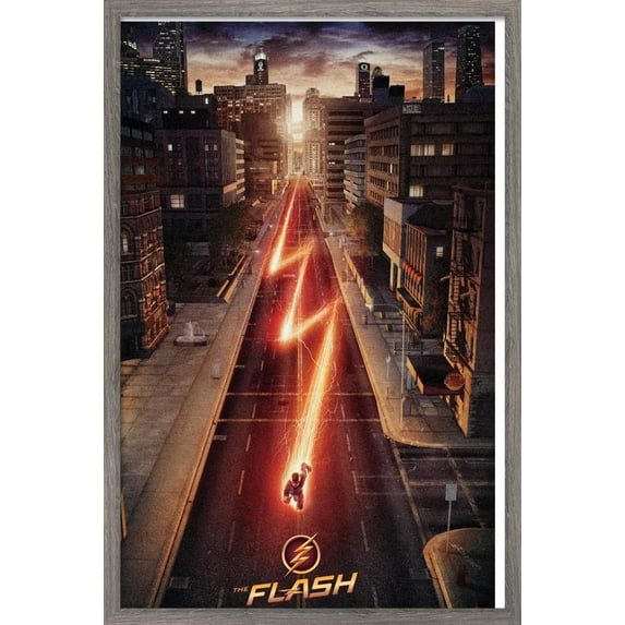 DC Comics TV - The Flash - Street One Sheet Wall Poster, 14.725" x 22.375", Framed