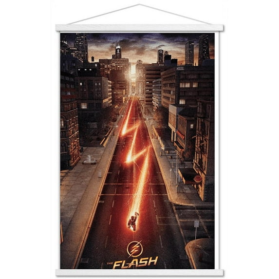 DC Comics TV - The Flash - Street One Sheet Wall Poster with Wooden Magnetic Frame, 22.375" x 34"