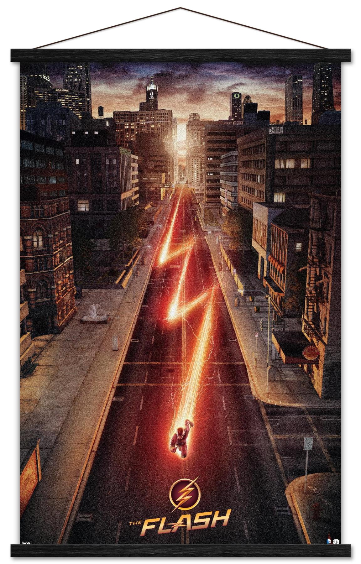DC Comics TV - The Flash - Street One Sheet Wall Poster with Wooden Magnetic Frame, 22.375" x 34"