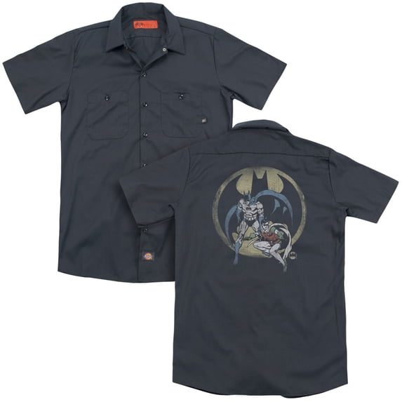 DC Comics Team (Back Print) Adult Work Shirt Charcoal