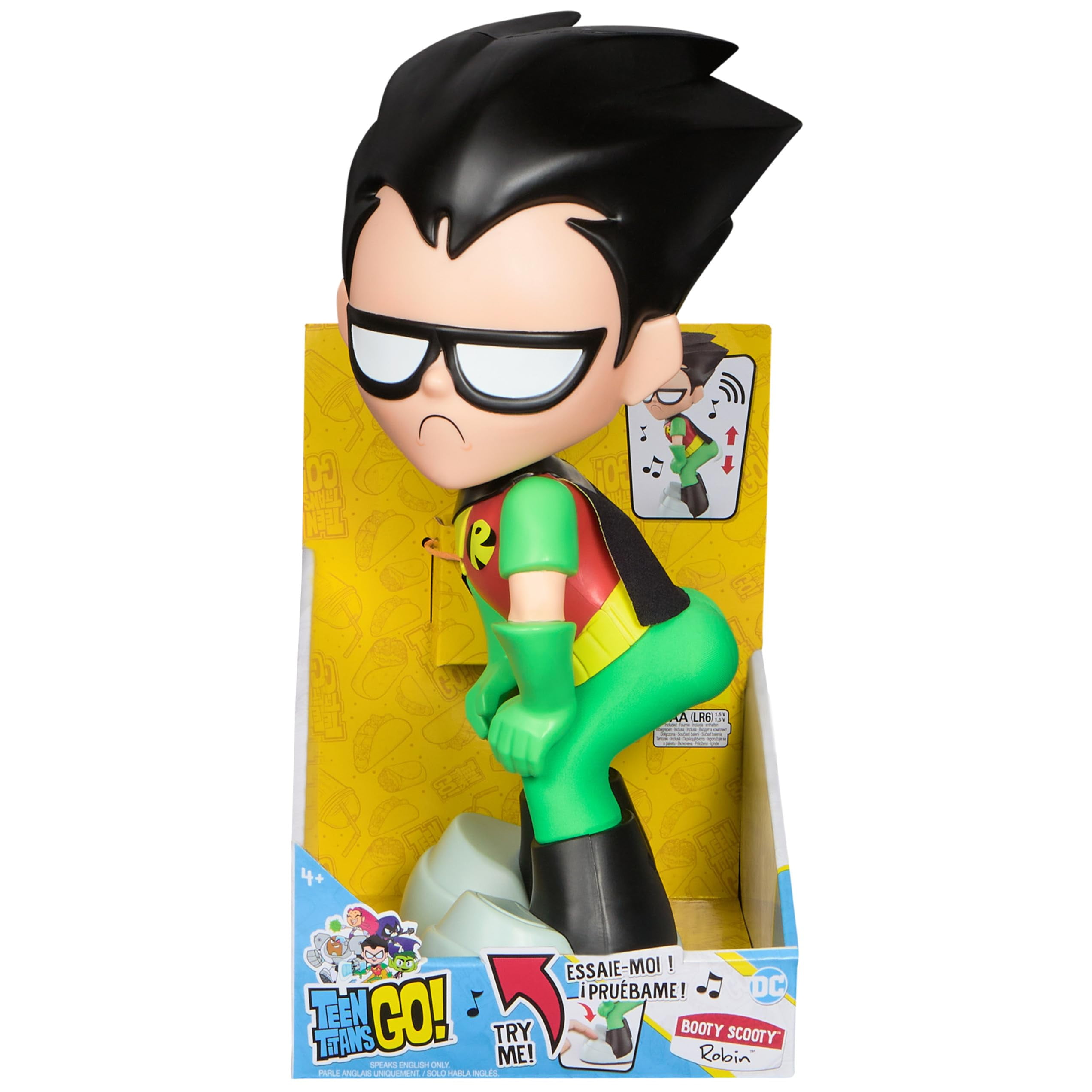 DC Comics Teen Titans Go! Booty Scooty Robin, Dancing Figure with Music, Press-Activated, Colle