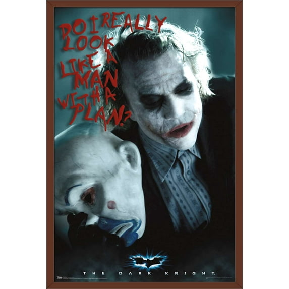 DC Comics - The Dark Knight - The Joker - Man With A Plan Wall Poster, 22.375" x 34", Framed