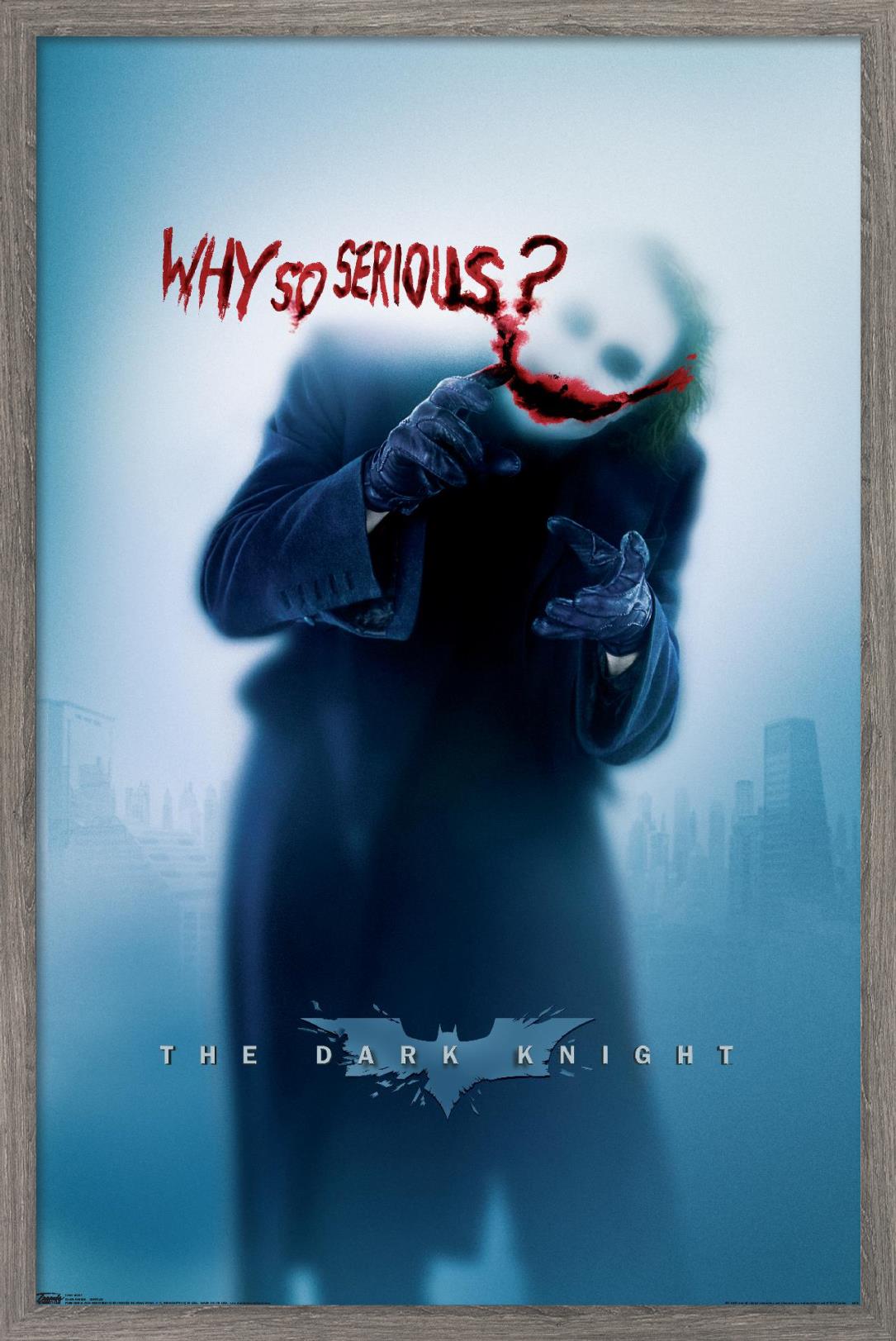 DC Comics - The Dark Knight - The Joker - Why So Serious Wall Poster, 14.725" x 22.375", Framed