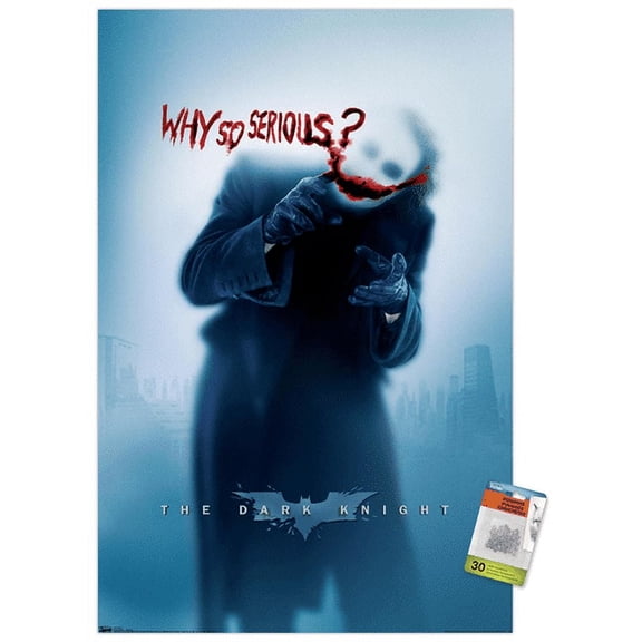 DC Comics - The Dark Knight - The Joker - Why So Serious Wall Poster with Push Pins, 22.375" x 34"