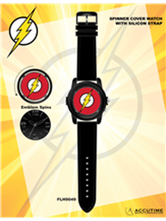 The Flash Adult Mens Analog Spinner Top Watch in Black and Red (FLH9049WM)