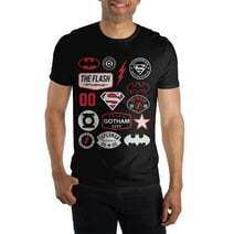 DC Comics The Flash Batman Superman Green Lantern Character Logo Men's Black Tee T-Shirt Shirt-XX-Large