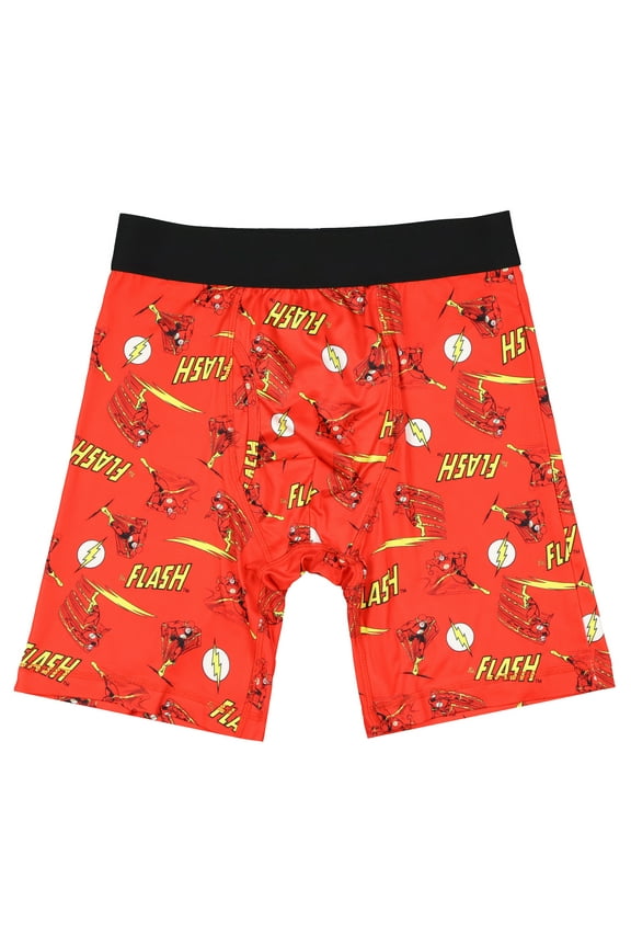 DC Comics The Flash Boxer Briefs Men's Classic Scarlet Speedster All-Over Character Print Tight Fit Underwear
