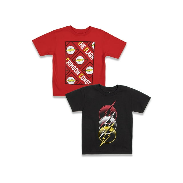 DC Comics The Flash Boys Crimson Comet & 3-Logo Graphic T-Shirts, 2-Pack, Sizes 4-18