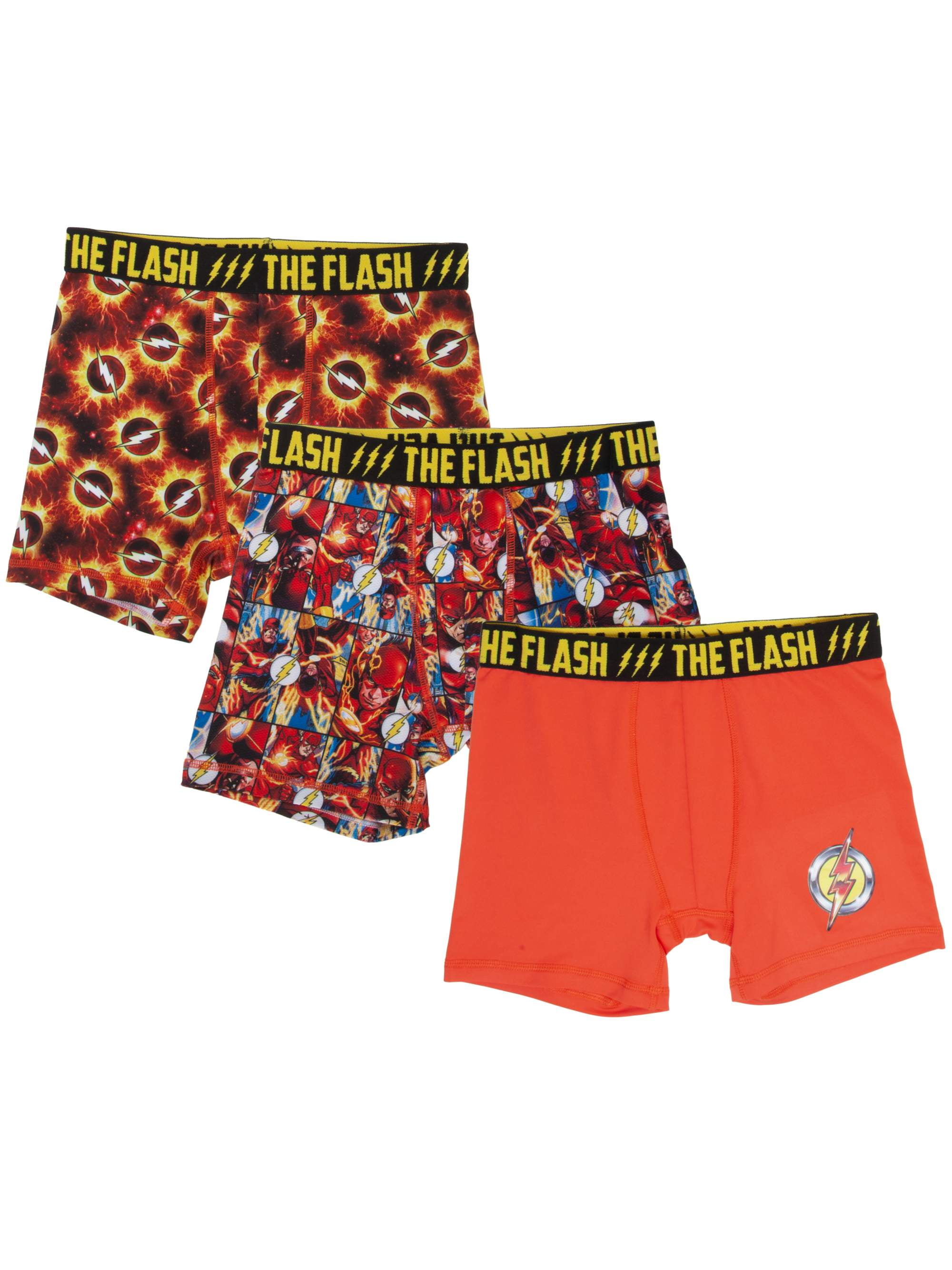 DC Comics The Flash, Boys Underwear, 3 Pack Boxer Briefs (Little Boys & Big Boys)
