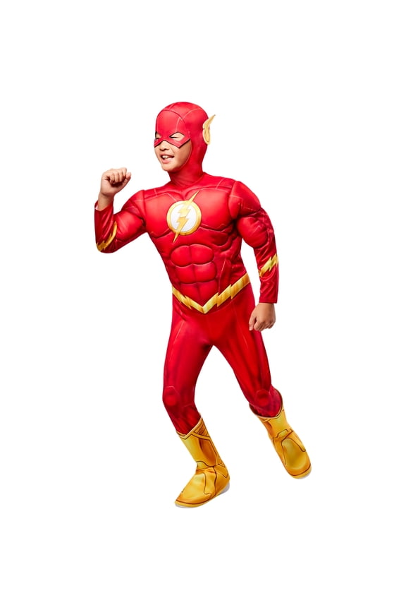 DC Comics The Flash Deluxe Muscle Chest Costume for Kids by Rubies, Boys Large