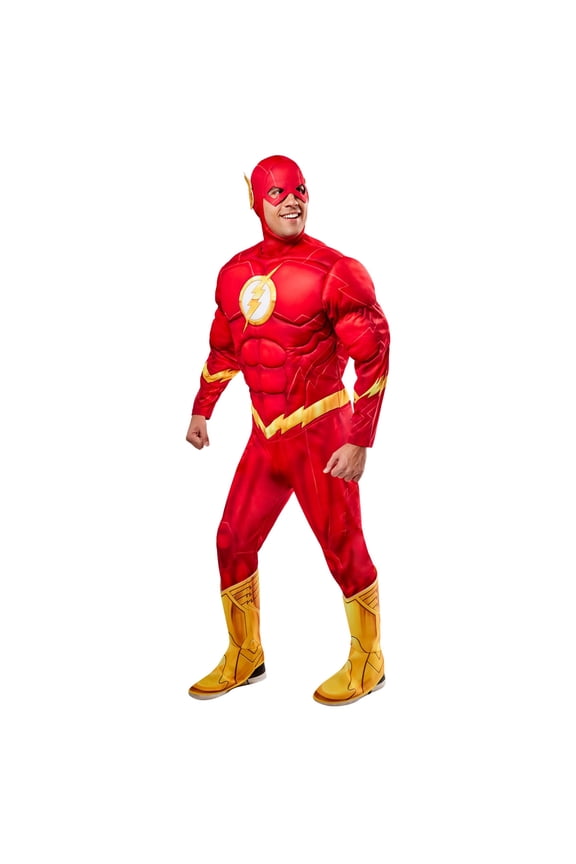 DC Comics The Flash Deluxe Muscle Chest Costume for Adults by Rubies, Men's Medium