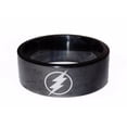 thumbnail image 1 of DC Comics The Flash Lightening Bolt Logo Black Stainless Steel Band Ring Size 7, 1 of 1