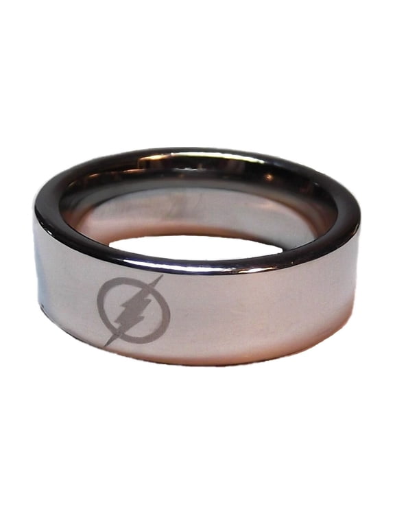DC Comics The Flash Lightening Bolt Logo Silver Stainless Steel Band Ring Size 13
