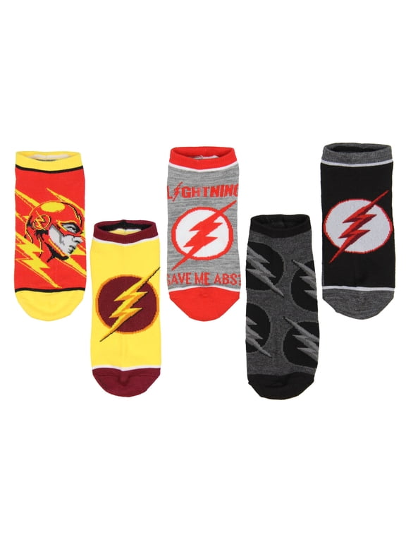 DC Comics The Flash Lighting Logo 5 Pair No-Show Ankle Socks