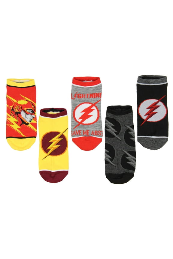 DC Comics The Flash Lighting Logo 5 Pair No-Show Ankle Socks
