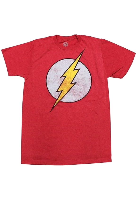 The Flash Logo Distressed Graphic Print Men's Red T-Shirt (2XL)