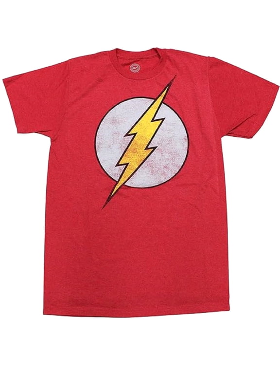 The Flash Logo Distressed Graphic Print Men's Red T-Shirt (Large)
