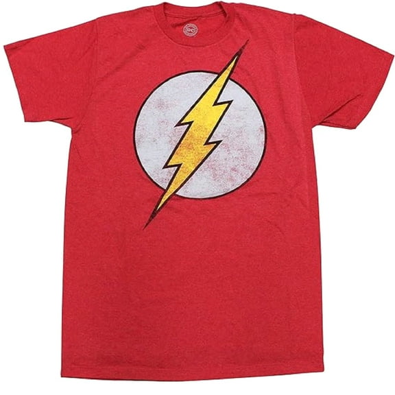 DC Comics The Flash Logo Distressed Graphic Print Men's Red T-Shirt (Medium)