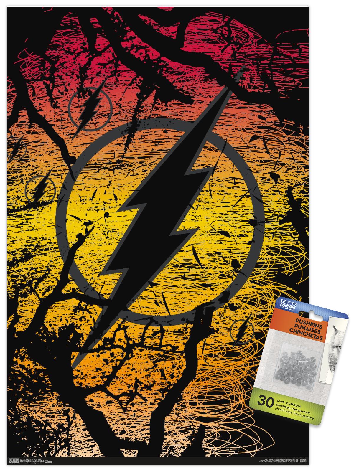 DC Comics - The Flash - Logo Wall Poster with Push Pins, 14.725" x 22.375"