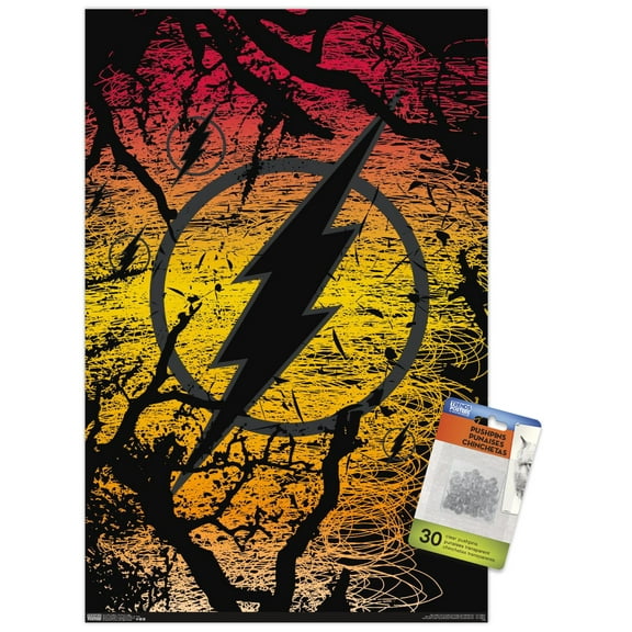 DC Comics - The Flash - Logo Wall Poster with Push Pins, 14.725" x 22.375"