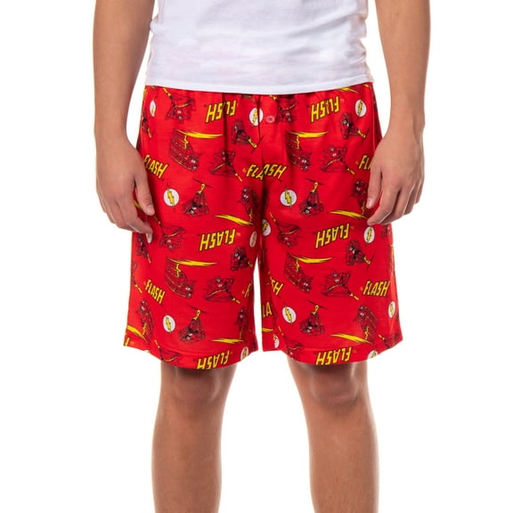 DC Comics The Flash Pajamas Men's All-Over Print Lounge Sleep PJ Shorts