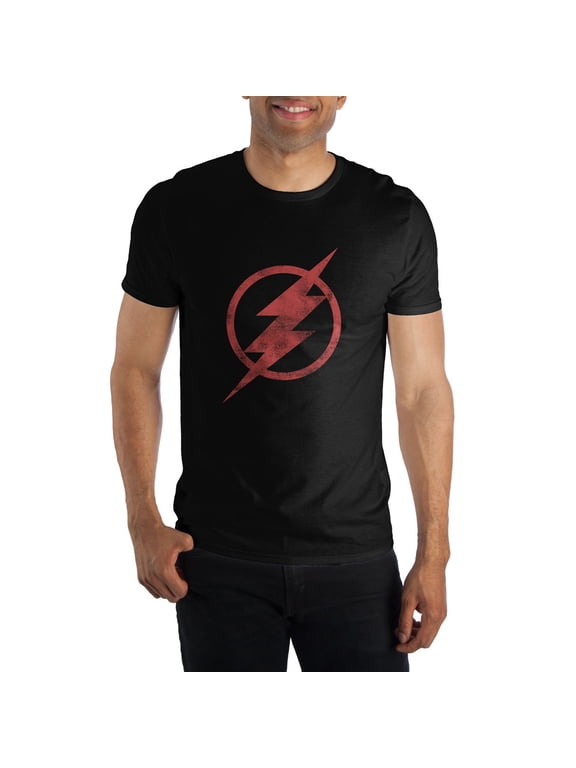 DC Comics The Flash Red Emblem Logo Men's Black Tee T-Shirt Shirt-Medium