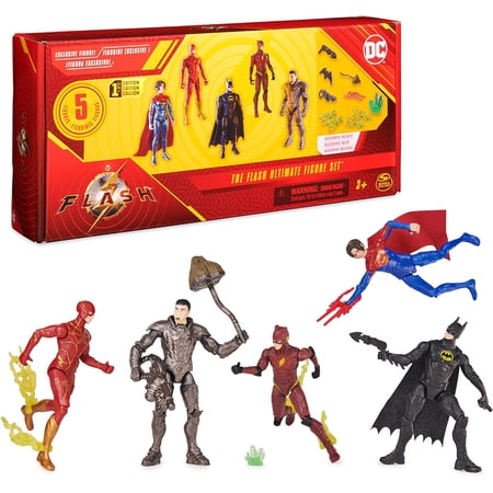 DC Comics, The Flash Ultimate Figure Set , 5 Action Figures with Accessories, 4-inch Collectible Kids Toys for Boys and Girls 3+