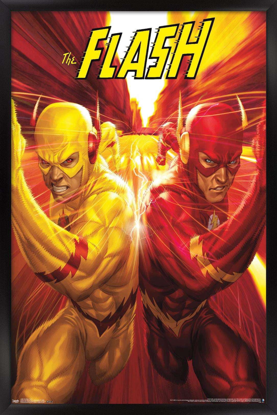 DC Comics - The Flash and The Reverse Flash - Race Wall Poster, 14.725" x 22.375", Framed