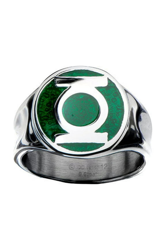Green Lantern Symbol Stainless Steel Ring-Size 8