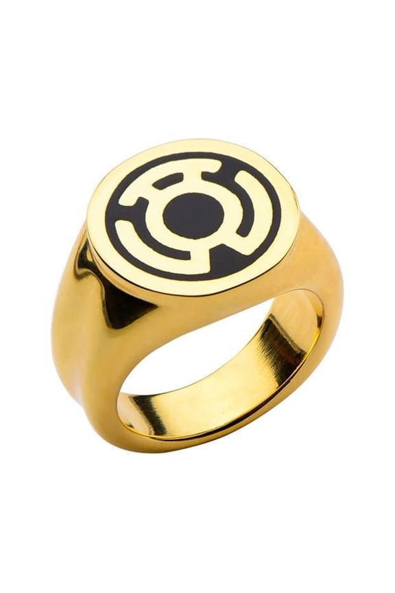 Green Lantern Stainless Steel IP Gold Plated Sinestro Corps Ring-Size 8