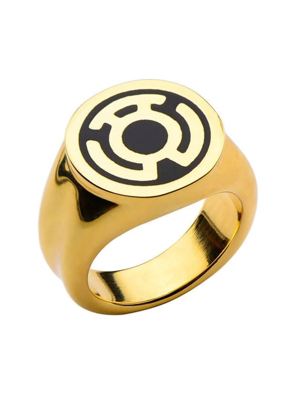 Green Lantern Stainless Steel IP Gold Plated Sinestro Corps Ring-Size 8