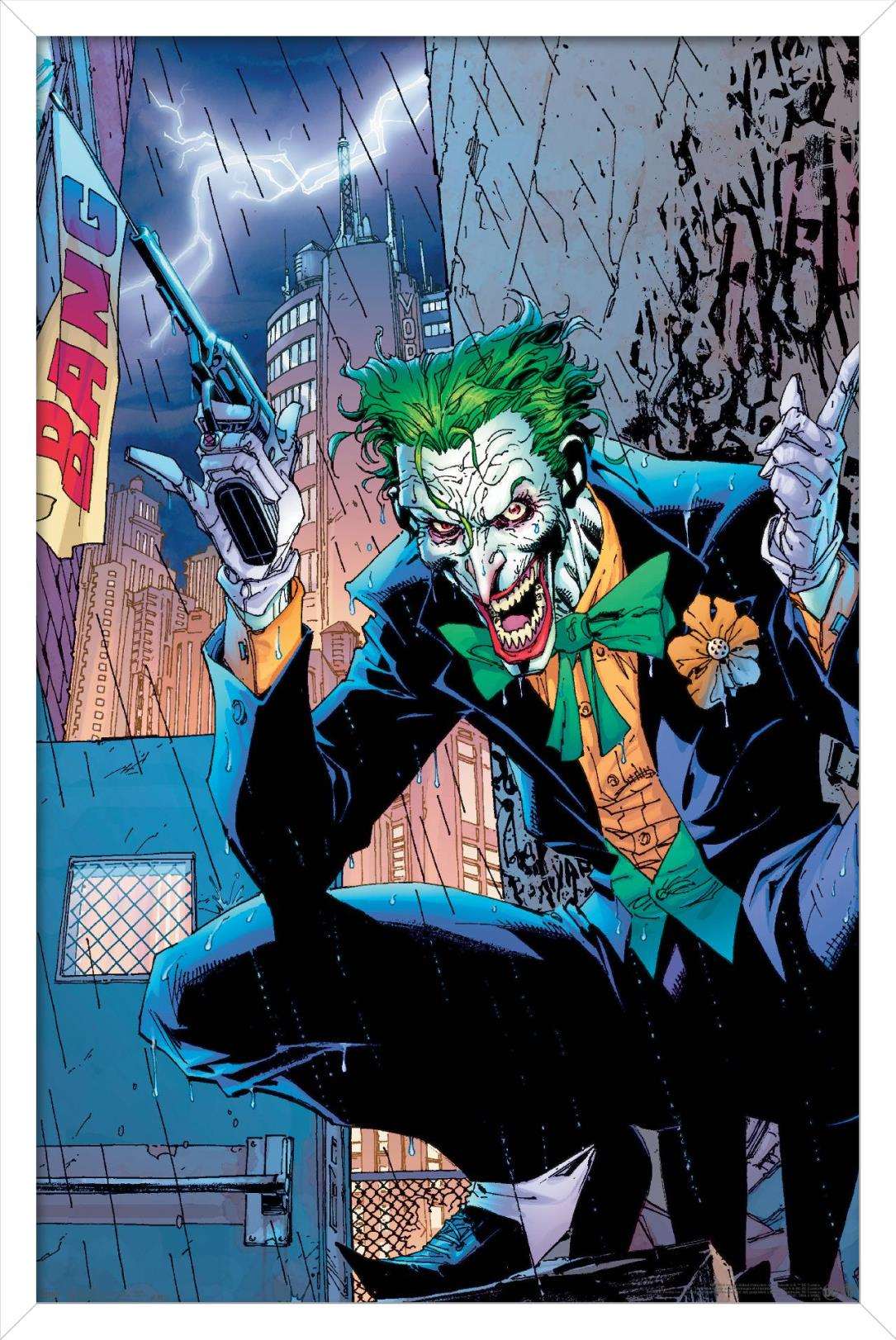 DC Comics - The Joker - Bang Wall Poster, 14.725" x 22.375", Framed