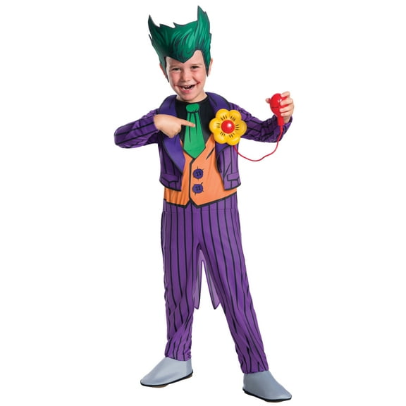 DC Comics The Joker Deluxe Costume for Boys with Faux Hair Headpiece for Kids, 4-6, 1